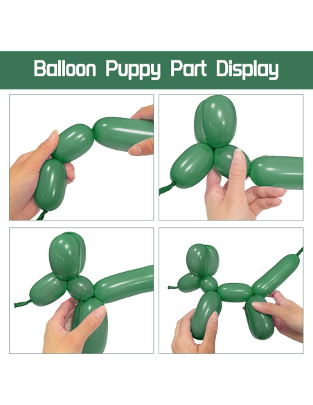 100 Globos Largos Verde Salvia 260Q para Modelado de Animales
