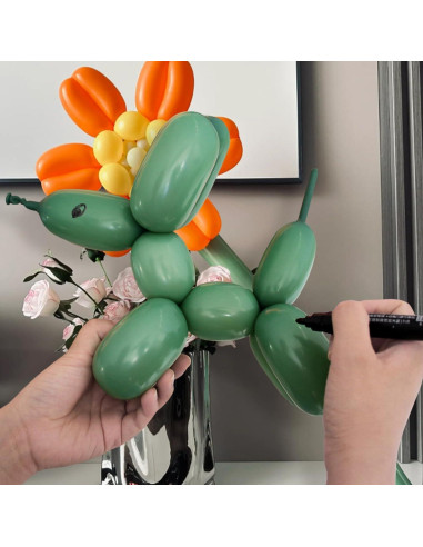 100 Globos Largos Verde Salvia 260Q para Modelado de Animales