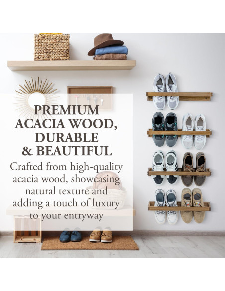 Juego de 4 estantes colgantes MyGift de madera de acacia 2.3 kg