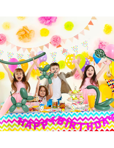 100 Globos Largos Verde Salvia 260Q para Modelado de Animales