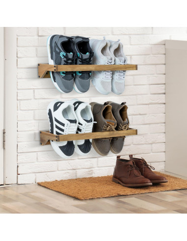 Juego de 4 estantes colgantes MyGift de madera de acacia 2.3 kg