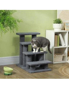 Rascador para Gatos PawHut 4 Pasos Alfombrado Gris 63.5 cm 2