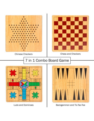 Juego Combo 7-en-1 Hey! Play! para 4 Jugadores - Ajedrez, Ludo y Más