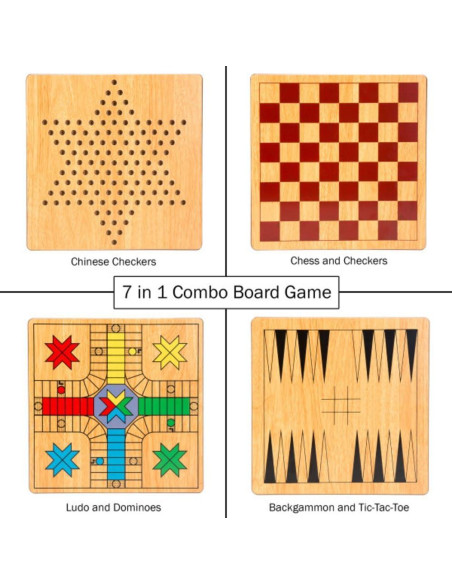 Juego Combo 7-en-1 Hey! Play! para 4 Jugadores - Ajedrez, Ludo y Más