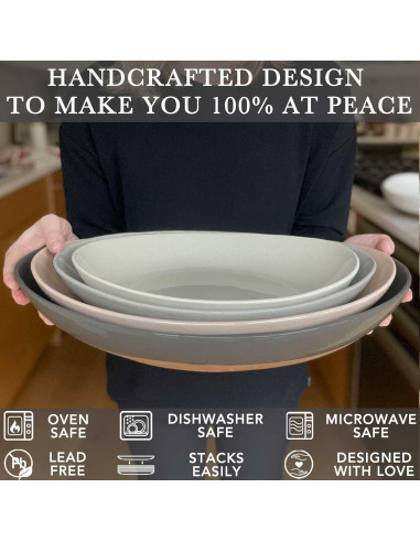 Set de 2 Platos Ovalados Mora Cerámica - 34.3 cm y 30 cm