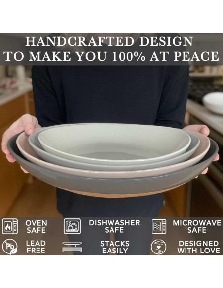 Set de 2 Platos Ovalados Mora Cerámica - 34.3 cm y 30 cm