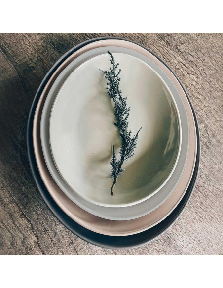 Set de 2 Platos Ovalados Mora Cerámica - 34.3 cm y 30 cm