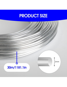 Alambre de Aluminio 30m 2mm Plata Motroce para Manualidades 2