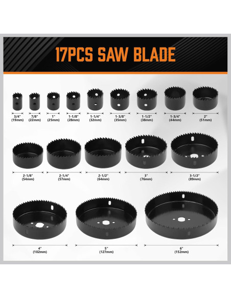 Kit de Sierras de Corona 24PCS HORUSDY 19-152mm para Madera