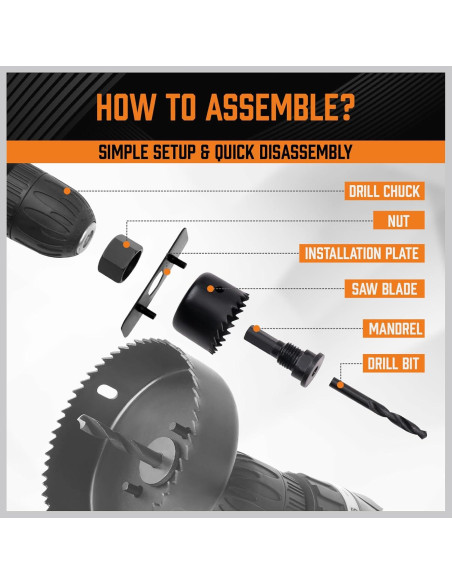 Kit de Sierras de Corona 24PCS HORUSDY 19-152mm para Madera