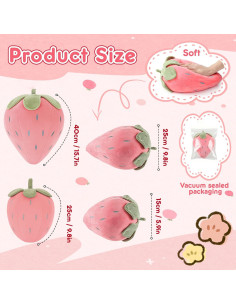 Almohadas de Fresa de Peluche Juexica 2 Pcs 40x25 cm Rosa 2