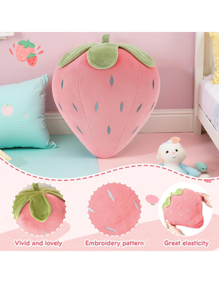 Almohadas de Fresa de Peluche Juexica 2 Pcs 40x25 cm Rosa Almohadas de Fresa de Peluche Juexica 2 Pcs 40x25 cm Rosa