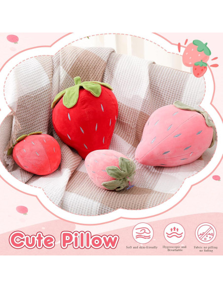 Almohadas de Fresa de Peluche Juexica 2 Pcs 40x25 cm Rosa Almohadas de Fresa de Peluche Juexica 2 Pcs 40x25 cm Rosa