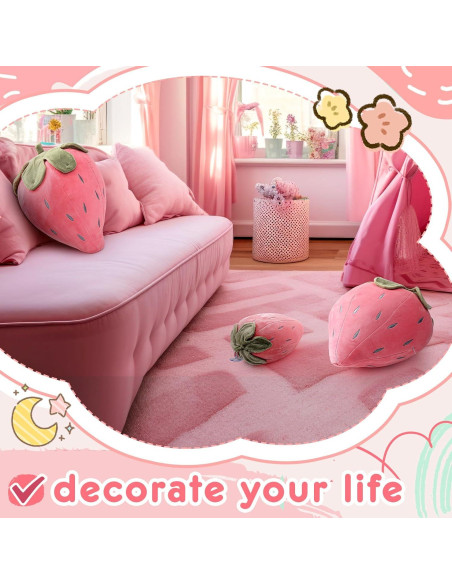 Almohadas de Fresa de Peluche Juexica 2 Pcs 40x25 cm Rosa Almohadas de Fresa de Peluche Juexica 2 Pcs 40x25 cm Rosa