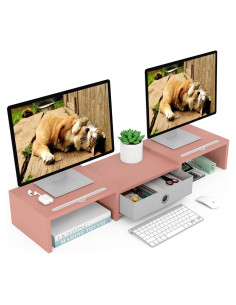 Soporte Doble para Monitores WESTREE Ajustable 3 Estantes Blanco