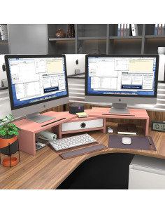 Soporte Doble para Monitores WESTREE Ajustable 3 Estantes Blanco 2