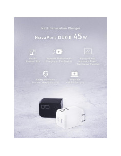 Cargador Dual USB-C CIO NovaPort 45W Compacto Negro 2