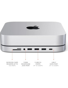 Satechi Hub USB-C y Soporte para Mac Mini M2/M1 - Plata 2