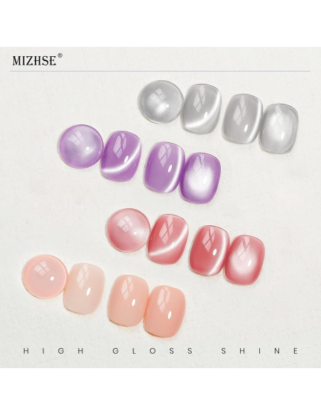 Set de Esmalte de Uñas Gel Ojo de Gato MIZHSE 4 Colores 7ml