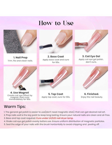 Set de Esmalte de Uñas Gel Ojo de Gato MIZHSE 4 Colores 7ml