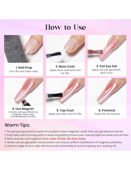 Set de Esmalte de Uñas Gel Ojo de Gato MIZHSE 4 Colores 7ml