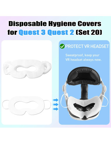 Cubiertas Faciales Desechables VR Yoposeo 20 Pcs para Quest 3/2