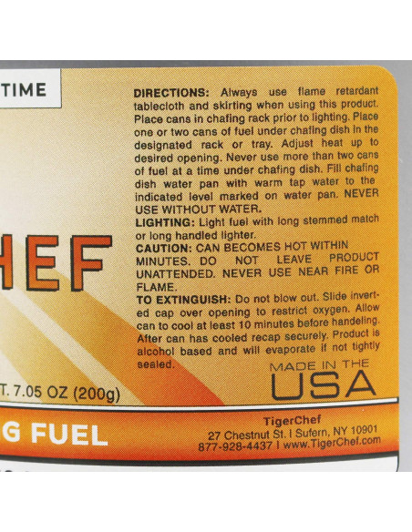 Latas de Combustible en Gel Tiger Chef 2 Horas - 2 Unidades