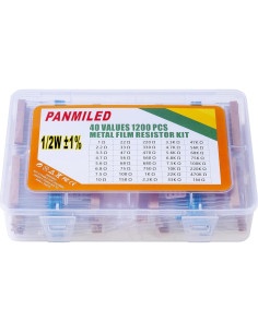 Kit de Resistores PANMILED 1200 Piezas 1/2W +/-1% 40 Valores 2