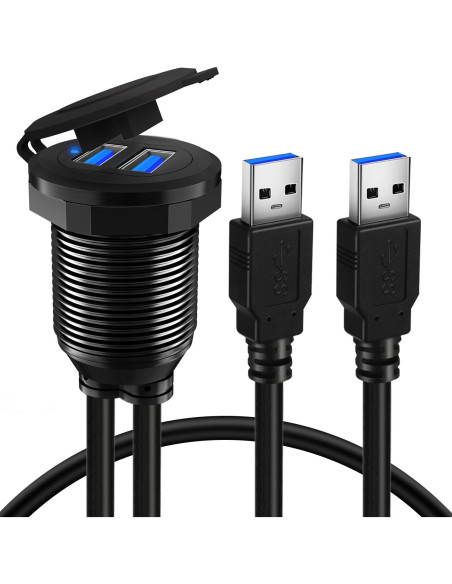 Cable de Montaje en Panel USB 3.0 BATIGE Doble Puerto 30.48cm