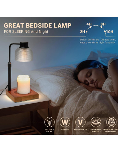 Lámpara Calentadora de Velas KLL Vintage con Temporizador 50W