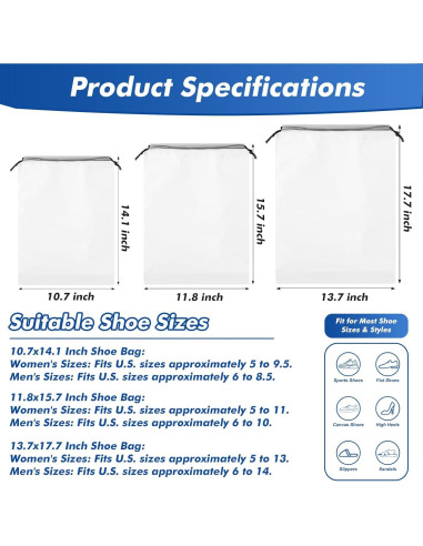 50 Bolsas Translucidas para Zapatos GcFoir 40 x 30 cm Impermeables