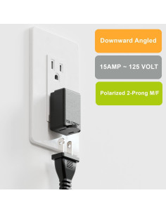 Adaptador de Potencia CA PluGrand PA-0502B 90 Grados Negro 2