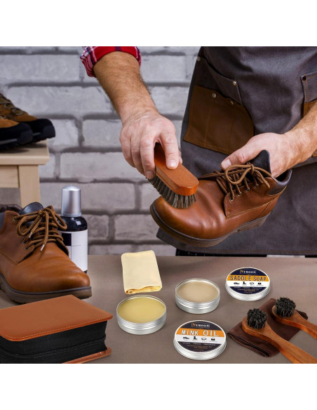 Kit de Cuidado de Zapatos NUROON - Jabón, Aceite y Cepillos Kit de Cuidado de Zapatos NUROON - Jabón, Aceite y Cepillos