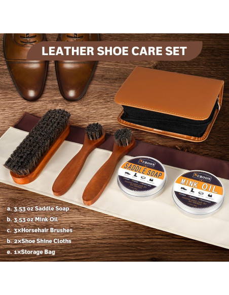 Kit de Cuidado de Zapatos NUROON - Jabón, Aceite y Cepillos Kit de Cuidado de Zapatos NUROON - Jabón, Aceite y Cepillos