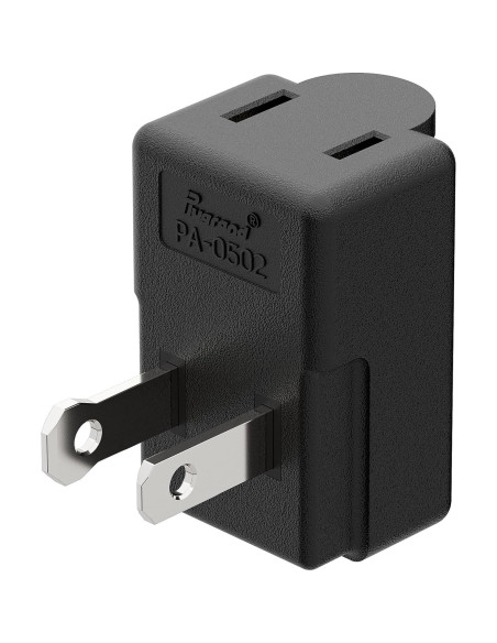 Adaptador de Potencia CA PluGrand PA-0502B 90 Grados Negro