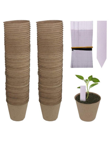 Paquete de 100 macetas biodegradables Huvai 8 cm para plántulas