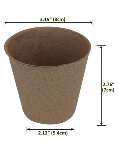 Paquete de 100 macetas biodegradables Huvai 8 cm para plántulas