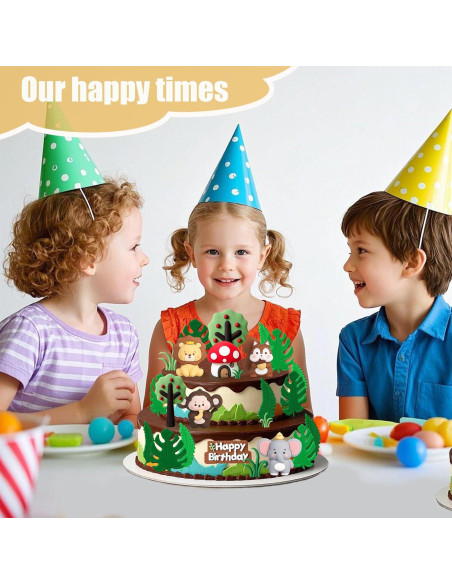 26 Piezas Decoraciones de Pastel Safari SAYHALO - Animales y Hojas 26 Piezas Decoraciones de Pastel Safari SAYHALO - Animales y Hojas