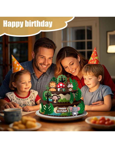 26 Piezas Decoraciones de Pastel Safari SAYHALO - Animales y Hojas 26 Piezas Decoraciones de Pastel Safari SAYHALO - Animales y Hojas