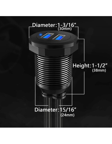 Cable de Montaje en Panel USB 3.0 BATIGE Doble Puerto 30.48cm
