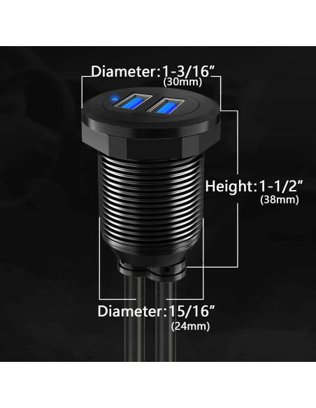 Cable de Montaje en Panel USB 3.0 BATIGE Doble Puerto 30.48cm