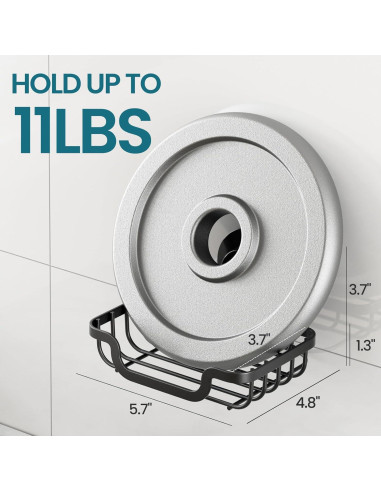 Soporte de Jabón TAILI con Ventosa Negro, Autodrenante, 1 Nivel