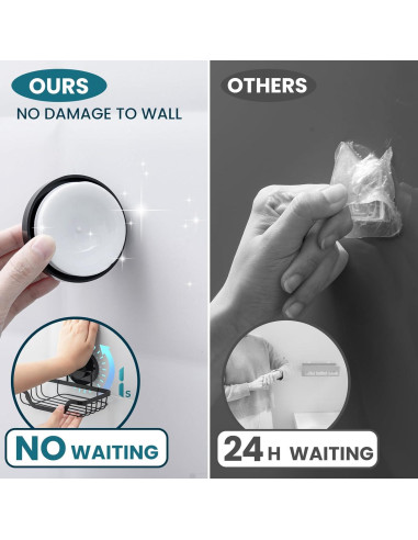 Soporte de Jabón TAILI con Ventosa Negro, Autodrenante, 1 Nivel