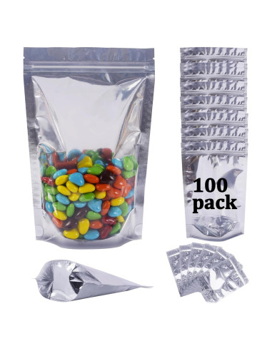 Paquete de 100 bolsas Mylar Funnyleaf 10x15 cm reutilizables