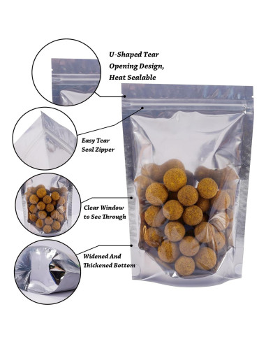 Paquete de 100 bolsas Mylar Funnyleaf 10x15 cm reutilizables