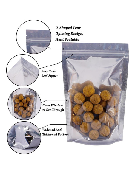 Paquete de 100 bolsas Mylar Funnyleaf 10x15 cm reutilizables