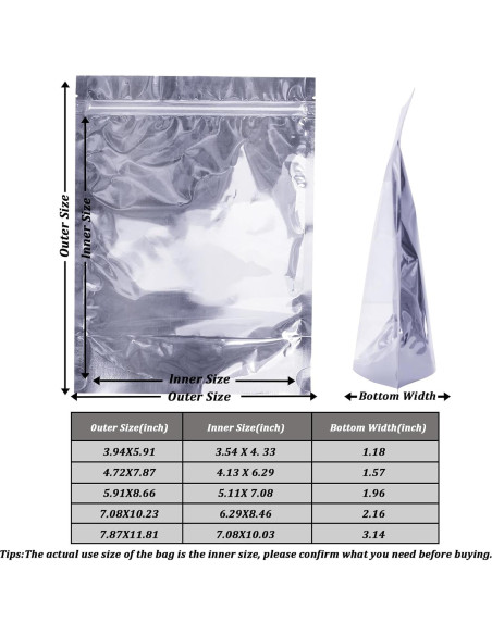 Paquete de 100 bolsas Mylar Funnyleaf 10x15 cm reutilizables