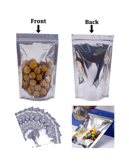 Paquete de 100 bolsas Mylar Funnyleaf 10x15 cm reutilizables