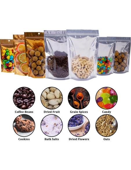 Paquete de 100 bolsas Mylar Funnyleaf 10x15 cm reutilizables