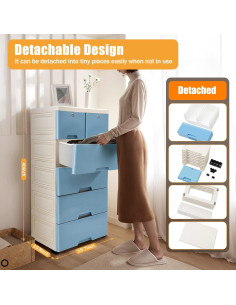 Cajonera de Plástico Ancha TBVECHI 6 Cajones Azul 50x35x102cm 2